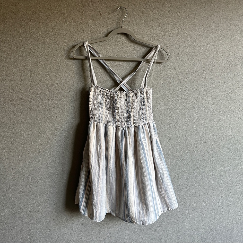 American Eagle Striped Pastel Smocked Mini Dress Small